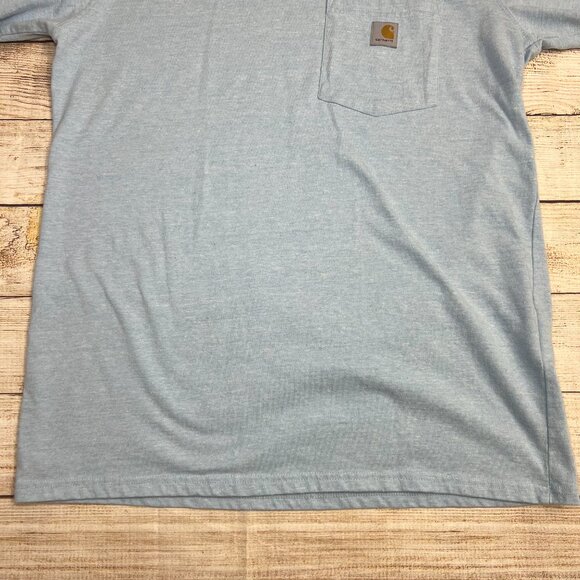 Women's Carhartt Light Blue Heather Loose Fit Pocket T-Shirt Workwear Small - Picture 11 of 11